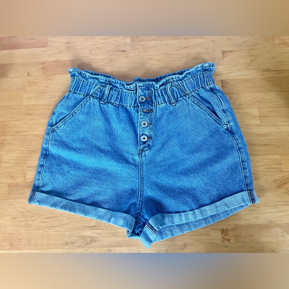 S.O.N.G paper bag super high rise denim shorts size XL %100 cotton